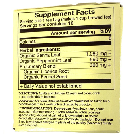 Organic Store Brand Laxative, Herbal Supplements, Tea Bags, 16 Count