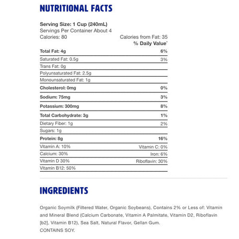 Silk Organic Unsweet Soy Milk, 64 fl oz.