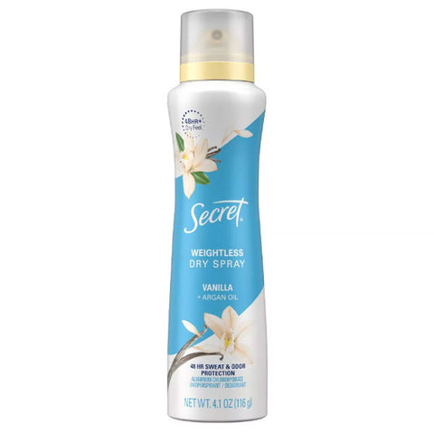 Secret Antiperspirant Deodorant Dry Spray, Vanilla and Argan Oil, 4.1oz