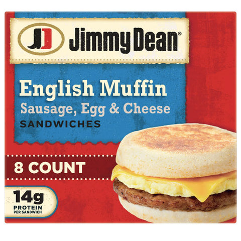 Jimmy Dean Sausage Egg & Cheese English Muffin Sandwich, 36.8 oz, 8 Count