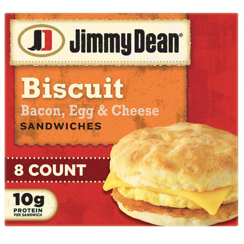 Jimmy Dean Bacon Egg & Cheese Biscuit Sandwich, 28.8 oz, 8 Count
