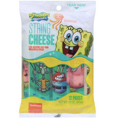 SpongeBob SquarePants String Cheese, Part-Skim, Mozzarella, Low Moisture, 12 Count