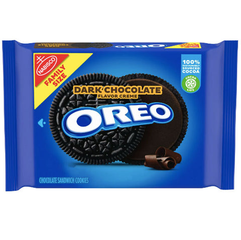 OREO Dark Chocolate Creme Chocolate Sandwich Cookies, Family Size, 17 oz