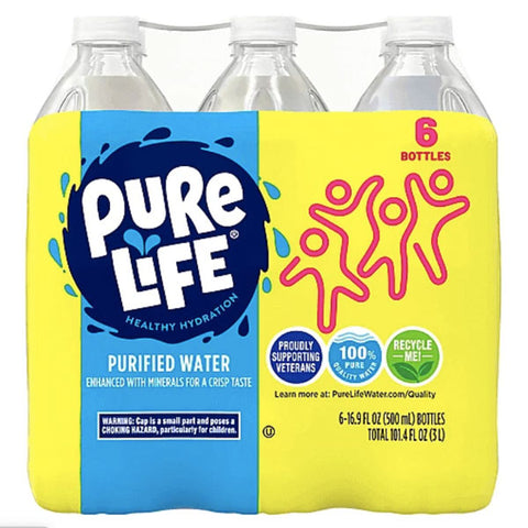 Pure Life, Purified Water, 16.9 Fl Oz, 6 Count
