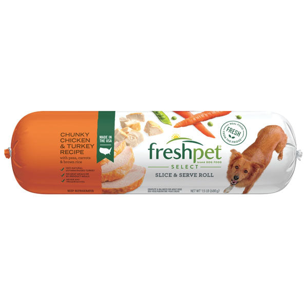 Freshpet Healthy Natural Dog Food, Fresh Chicken Turkey Roll