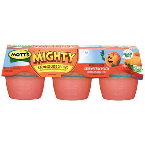 Mott's Mighty Strawberry Peach Applesauce, 3.9 Oz, 6 Ct