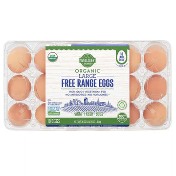 Wellsley Farms Organic Free Range Large Eggs, 18 Count