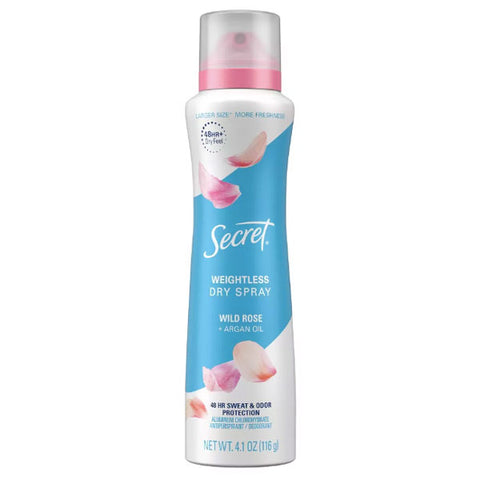 Secret Antiperspirant Deodorant Dry Spray, Wild Rose and Argan Oil, 4.1oz