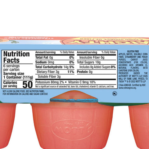 Mott's Mighty Strawberry Peach Applesauce, 3.9 Oz, 6 Ct