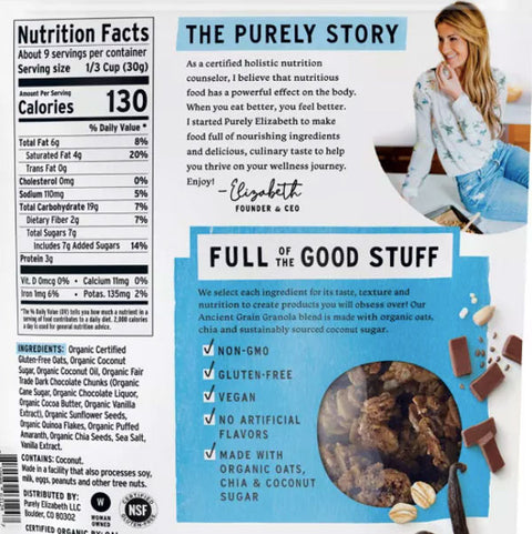 Purely Elizabeth Organic Vanilla Chocolate Chip Ancient Grain Granola, 10 oz