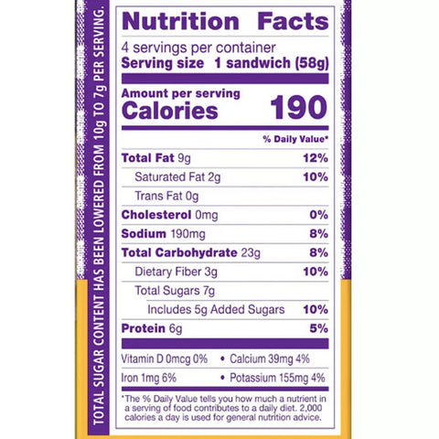 Smucker's Uncrustables Whole Wheat Peanut Butter & Grape Jelly Sandwiches, 4 Ct