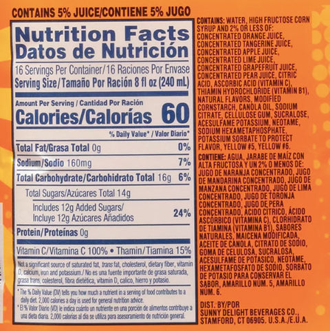 Sunny D Tangy Original Orange Juice Drink, 1 Gallon