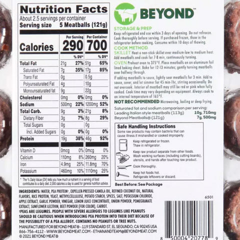 Beyond Meat Beyond Meatballs Italian Style Plant-Based Meatballs, 10oz, 12 Count