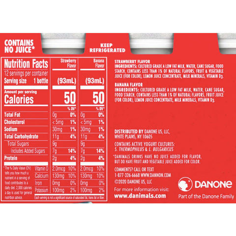 Danimals Smoothie Strawberry Explosion and Swingin' Strawberry Banana Dairy Drink, 18 Ct