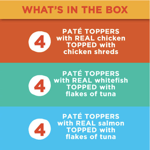Meow Mix Pate Toppers Seafood & Poultry Variety Pack Wet Cat Food, 12 Count