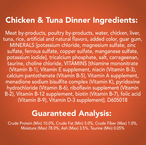 Friskies Pate Wet Cat Food, Chicken & Tuna Dinner, 5.5 oz.