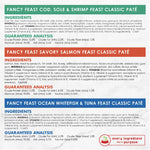 Fancy Feast Grain Free Pate Wet Cat Food Variety Pack, Seafood Classic Pate Collection, 12 Count