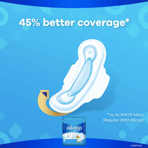 Always Maxi, Size 3, Extra Long Super Pads with Wings, 33 Ct - Water Butlers