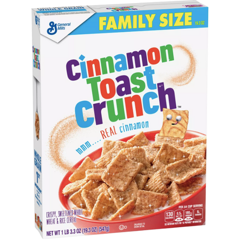 Cinnamon Toast Crunch Cereal, Family Size, 19.3 oz - Water Butlers