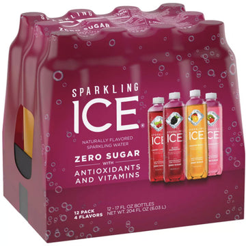 Sparkling Ice Variety Pack-Black Raspberry/Orange Mango/Kiwi Strawberry/Cherry Limeade, 12 Ct
