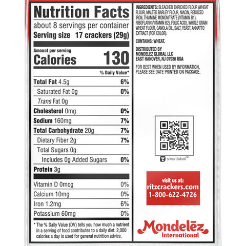 Ritz Toasted Pita Crackers, Original Flavor, 8 oz.