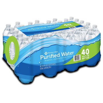 Member's Mark Purified Water 16.9oz, 40 Ct