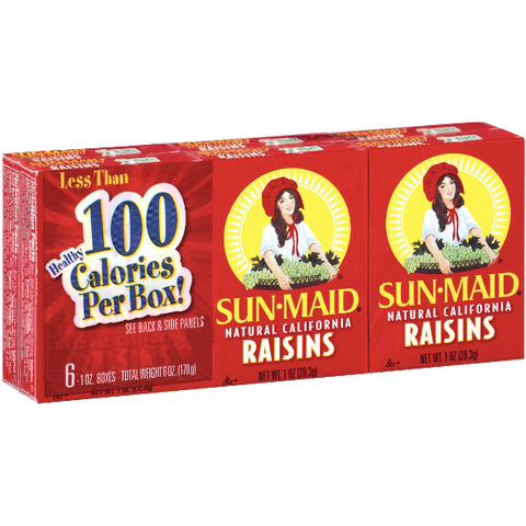 Sun-Maid Natural Raisins, 1oz, 6 Count - Water Butlers