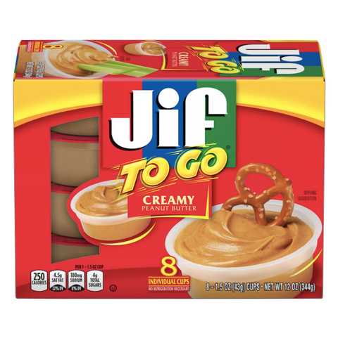 JIF To Go Creamy Peanut Butter, 8 Ct - Water Butlers
