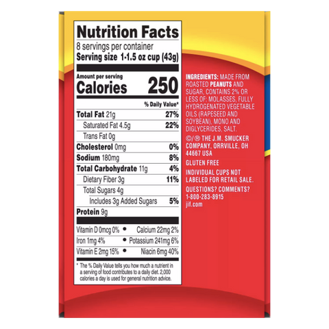 JIF To Go Creamy Peanut Butter, 8 Ct - Water Butlers