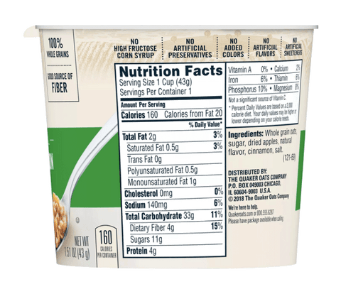 Quaker Apple Cinnamon Oatmeal 1.69 oz - Water Butlers