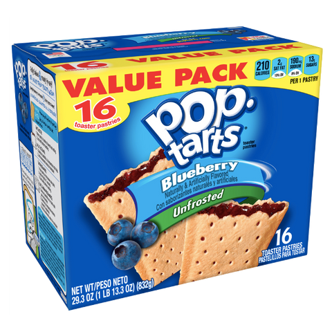 Pop Tarts Unfrosted Blueberry, 16 Ct - Water Butlers