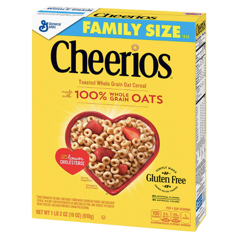 Cheerios Whole Grain Cereal, Family Size, 18 oz - Water Butlers