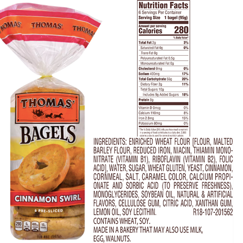Thomas Bagels, Cinnamon Swirl - 6 Ct - Water Butlers