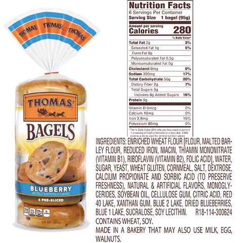 Thomas Bagels, Blueberry - 6 Ct - Water Butlers
