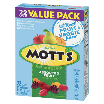 Mott's Medleys Assorted Fruit Value Pack, 17.6 oz, 22 Ct