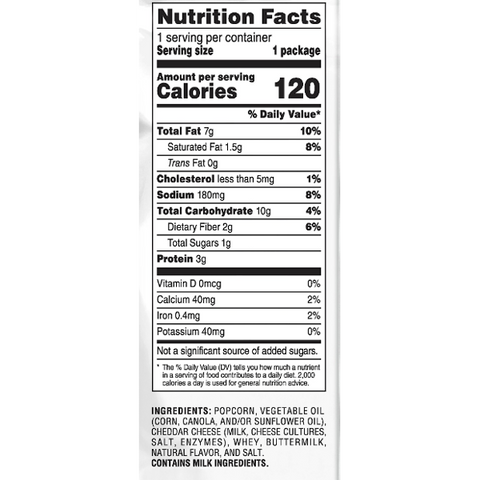 Smartfood Popcorn Bag, White Cheddar 8.5oz - Water Butlers