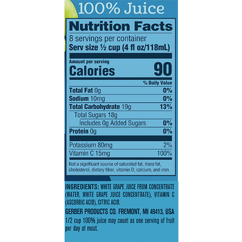 Gerber 100% White Grape Juice, 32 oz - Water Butlers