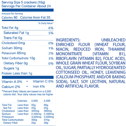 Ritz Crackers Honey Wheat, 15.1oz - Water Butlers