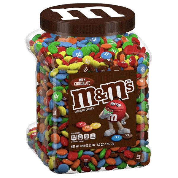 M&M's Plastic Jar, Pantry Size, Milk Chocolate - 62 oz - Water Butlers