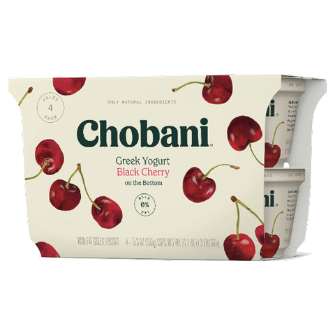 Chobani Black Cherry Nonfat Greek Yogurt, 5.3oz 4 Ct - Water Butlers
