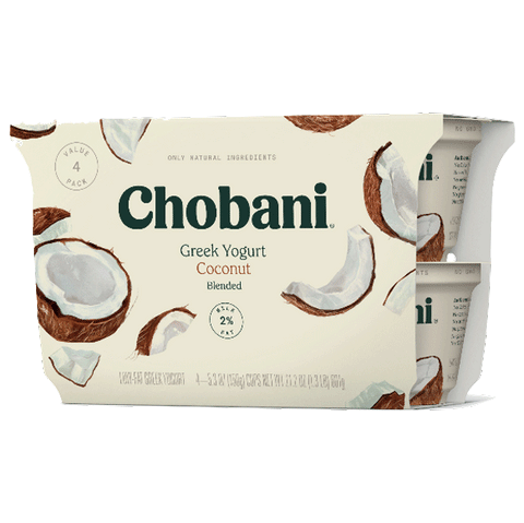 Chobani Coconut Nonfat Greek Yogurt, 5.3oz 4 Ct - Water Butlers