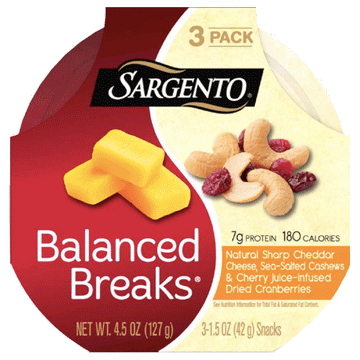Sargento Balanced Breaks Sharp Cheddar, Cashews & Cherry Dried Cranberries, 3 Ct