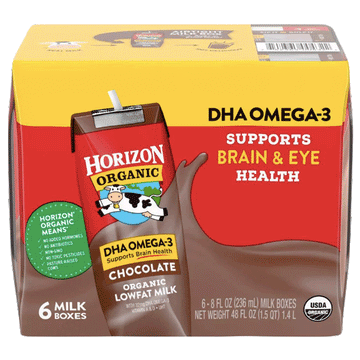 Horizon Organic 1% Chocolate Milk DHA Added, 8 oz. 6 Ct