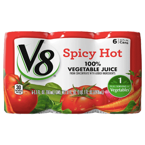V8 Original 100% Vegetable Juice Spicy Hot, 5.5 oz. 6 Ct - Water Butlers