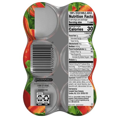 V8 Original 100% Vegetable Juice Spicy Hot, 5.5 oz. 6 Ct - Water Butlers