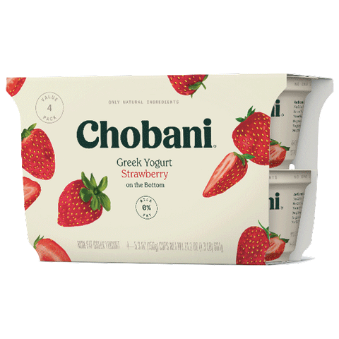 Chobani Strawberry Nonfat Greek Yogurt, 5.3oz 4 Ct - Water Butlers