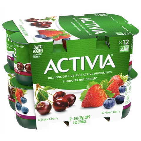 Dannon Activia Mixed Berry & Black Cherry Probiotic Yogurt, 12 Ct - Water Butlers