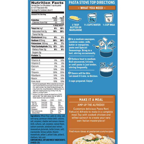 Pasta Roni Fettuccine Alfredo, 4.7 oz - Water Butlers