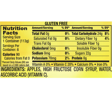 Mott's Applesauce Apple, 4 oz Cups, 6 Ct - Water Butlers