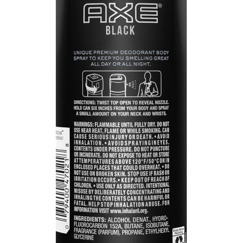 Axe Black 48H High Definition Scent Deodorant Body Spray 5.1 Oz
